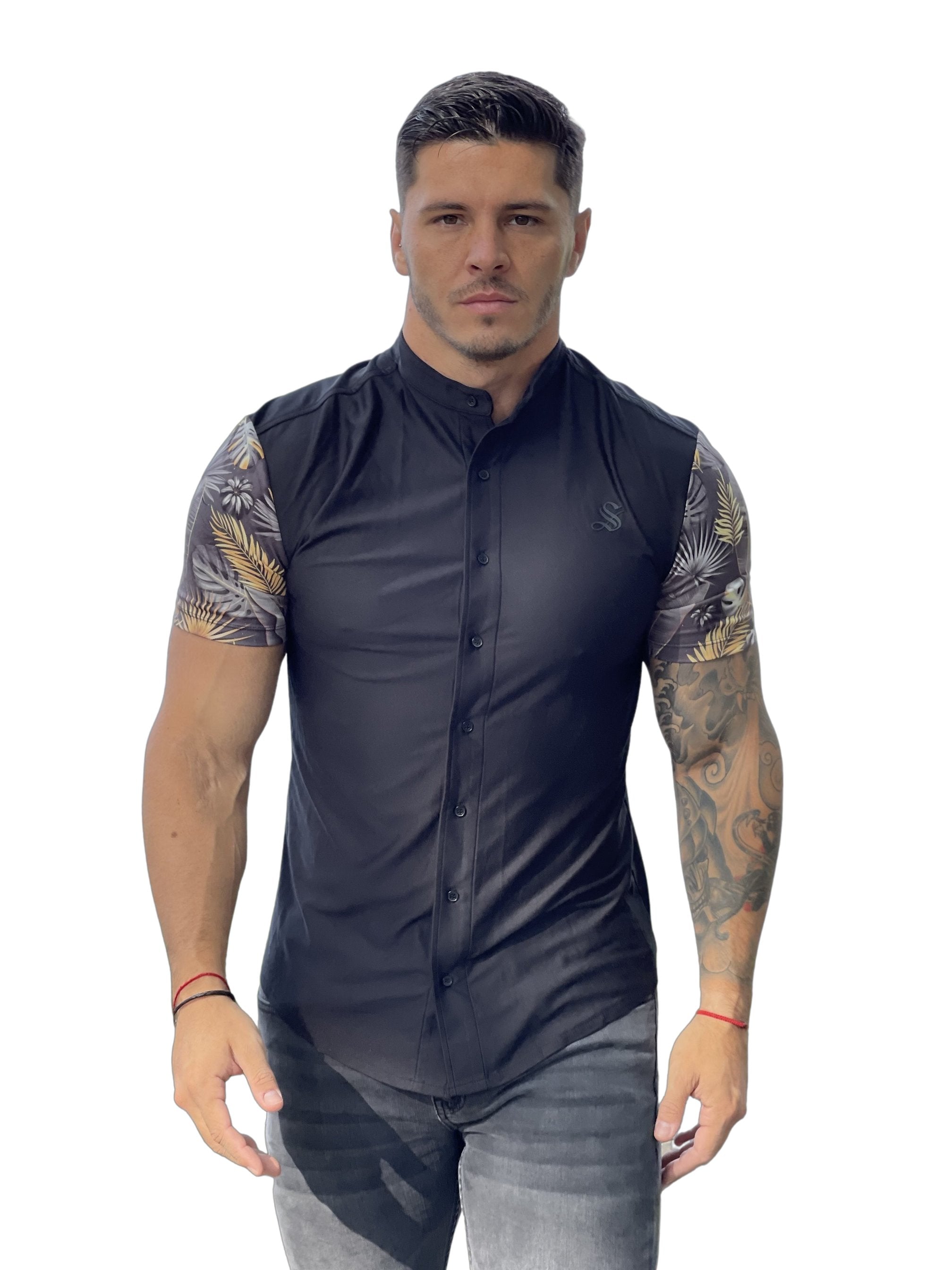 Tropican - Black Shirt for Men (PRE-ORDER DISPATCH DATE 1 JULY 2022) - Sarman Fashion - Wholesale Clothing Fashion Brand for Men from Canada