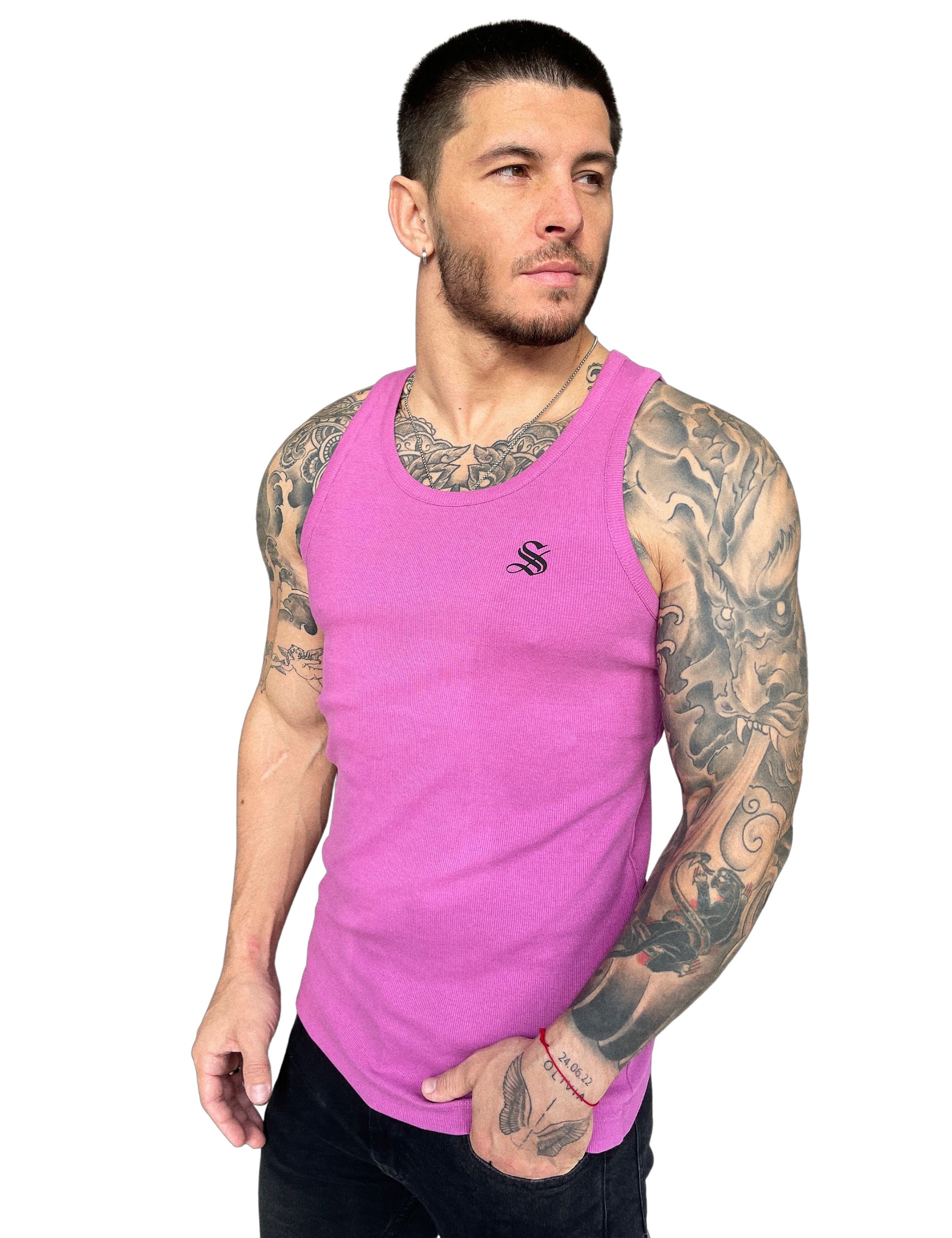 Trown - Pink Tank Top for Men - Sarman Fashion - Wholesale Clothing Fashion Brand for Men from Canada