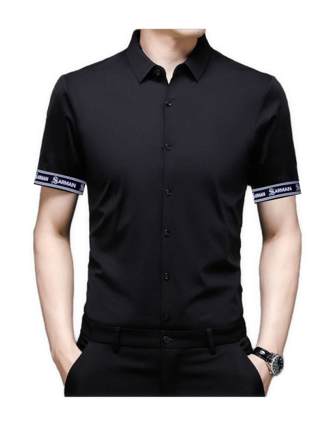Upgrade Edurto - Short Sleeves Shirt with Straps for Men - Sarman Fashion - Wholesale Clothing Fashion Brand for Men from Canada