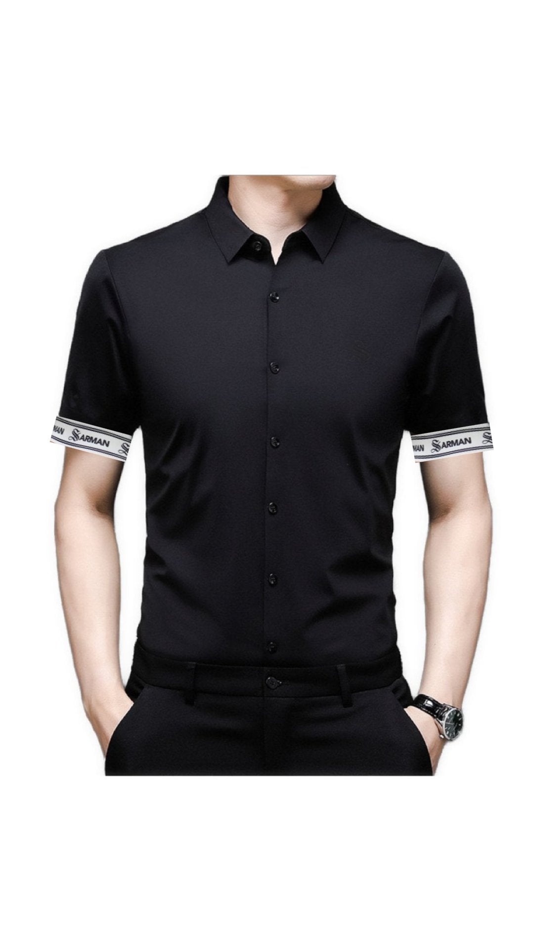 Upgrade Edurto - Short Sleeves Shirt with Straps for Men - Sarman Fashion - Wholesale Clothing Fashion Brand for Men from Canada