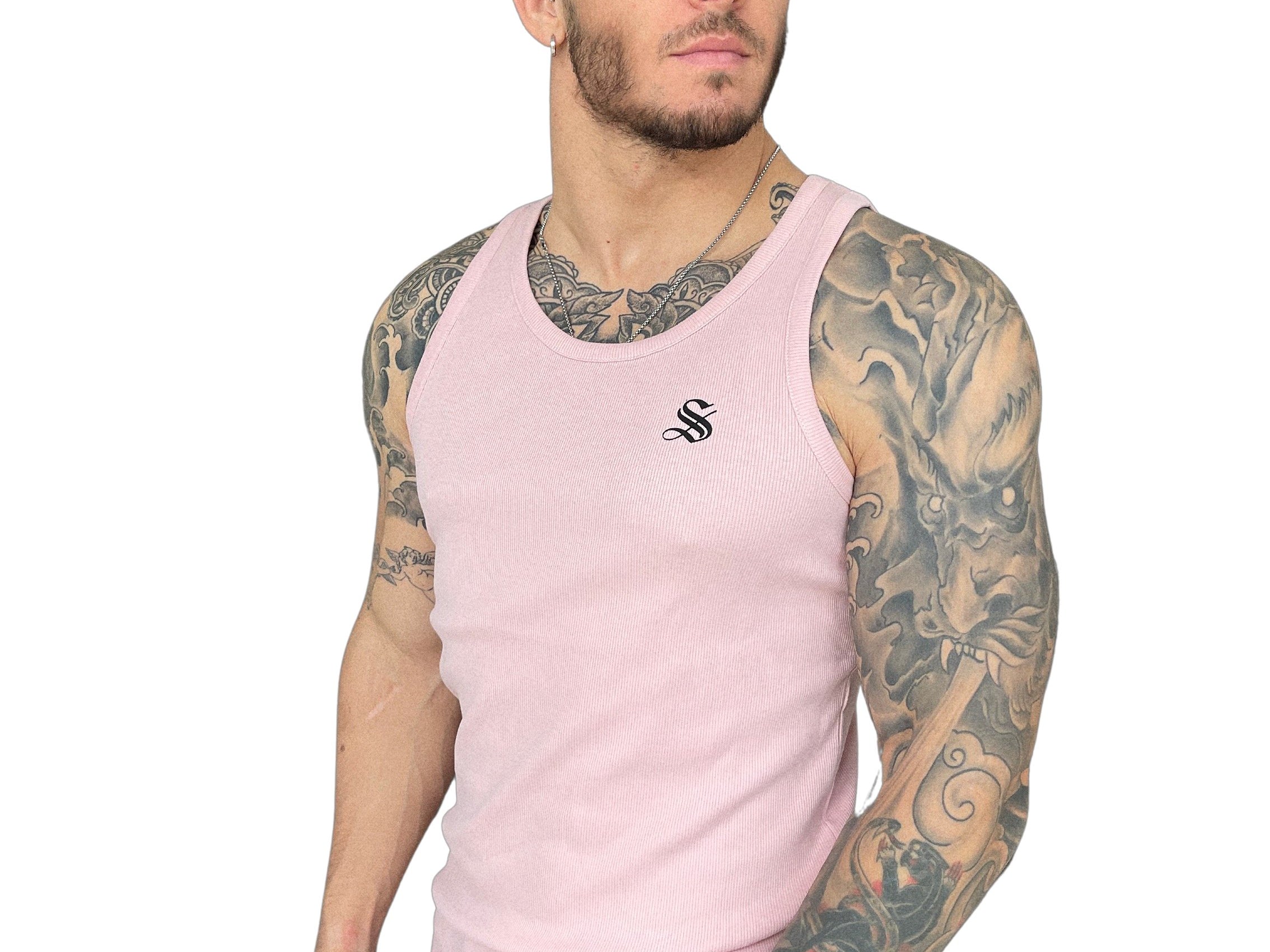 Uriel - Light Pink Tank Top for Men - Sarman Fashion - Wholesale Clothing Fashion Brand for Men from Canada