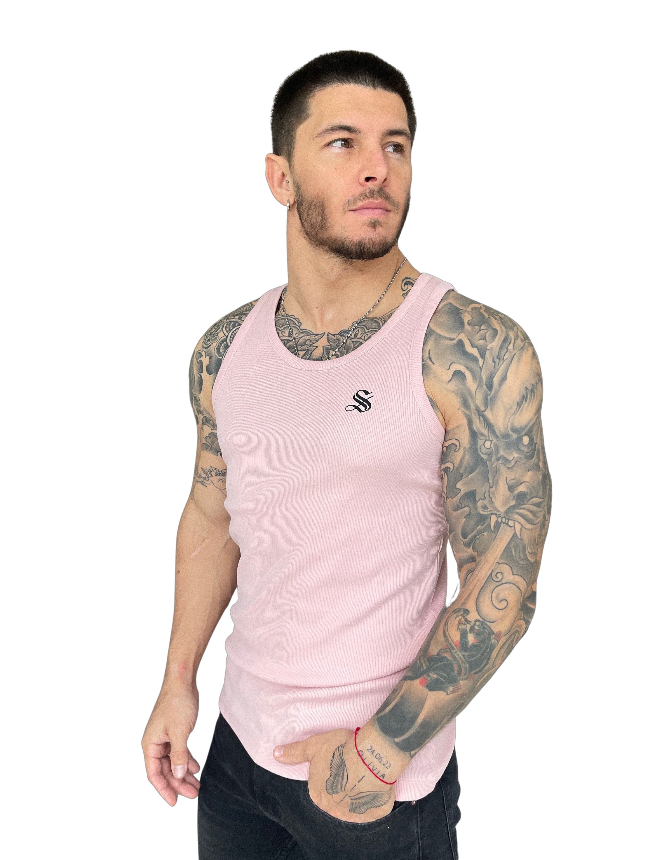 Uriel - Light Pink Tank Top for Men - Sarman Fashion - Wholesale Clothing Fashion Brand for Men from Canada
