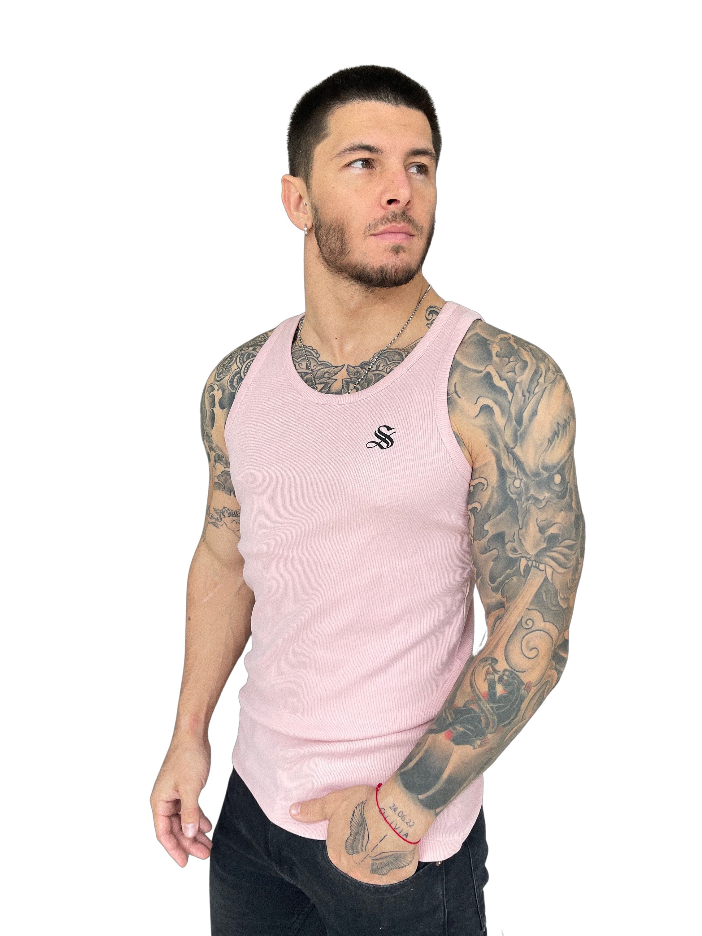 Uriel - Light Pink Tank Top for Men - Sarman Fashion - Wholesale Clothing Fashion Brand for Men from Canada