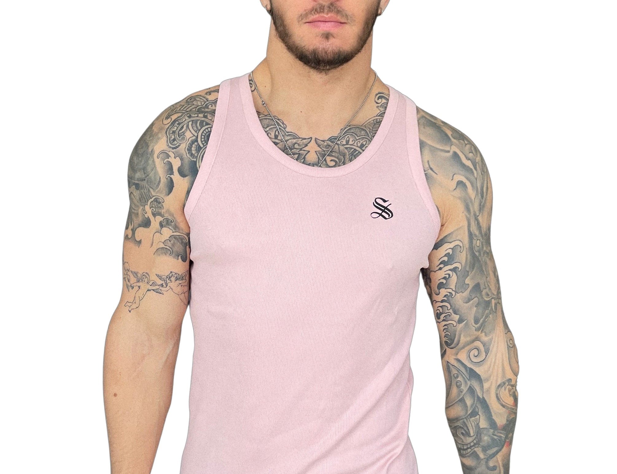 Uriel - Light Pink Tank Top for Men - Sarman Fashion - Wholesale Clothing Fashion Brand for Men from Canada
