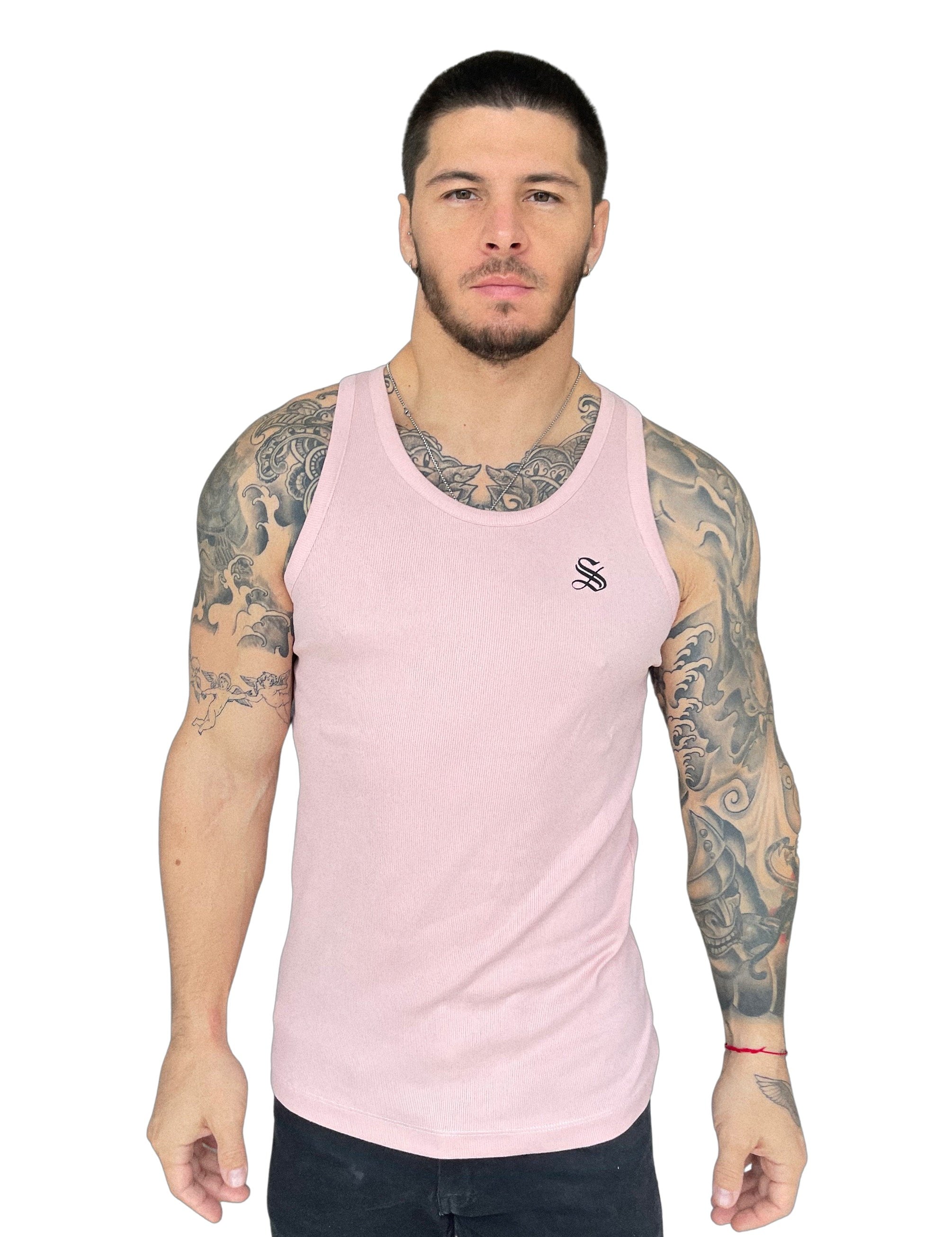 Uriel - Light Pink Tank Top for Men - Sarman Fashion - Wholesale Clothing Fashion Brand for Men from Canada