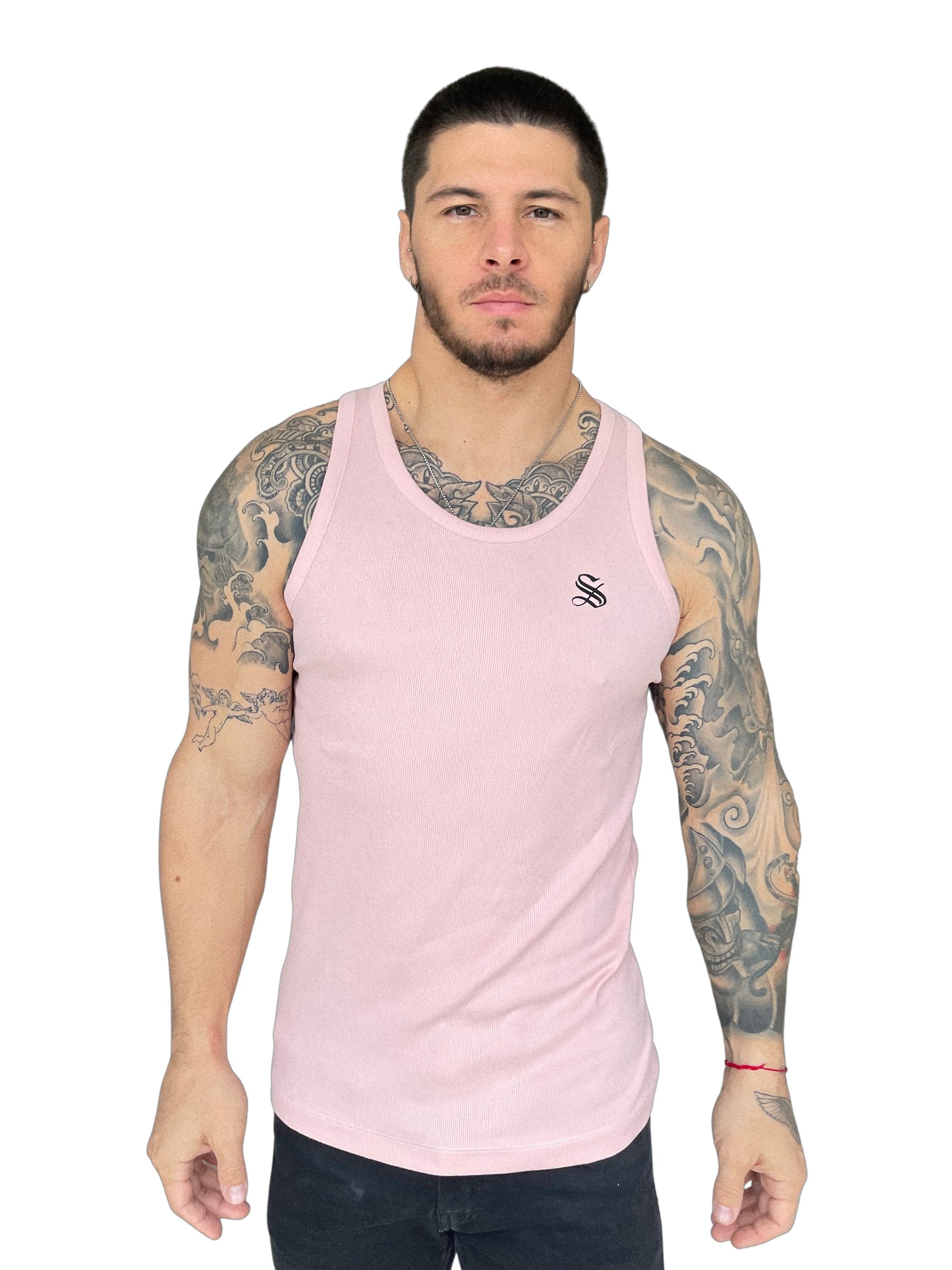 Uriel - Light Pink Tank Top for Men - Sarman Fashion - Wholesale Clothing Fashion Brand for Men from Canada