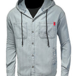 Vdussa - Long Sleeve Denim Shirt with Hood for Men - Sarman Fashion - Wholesale Clothing Fashion Brand for Men from Canada