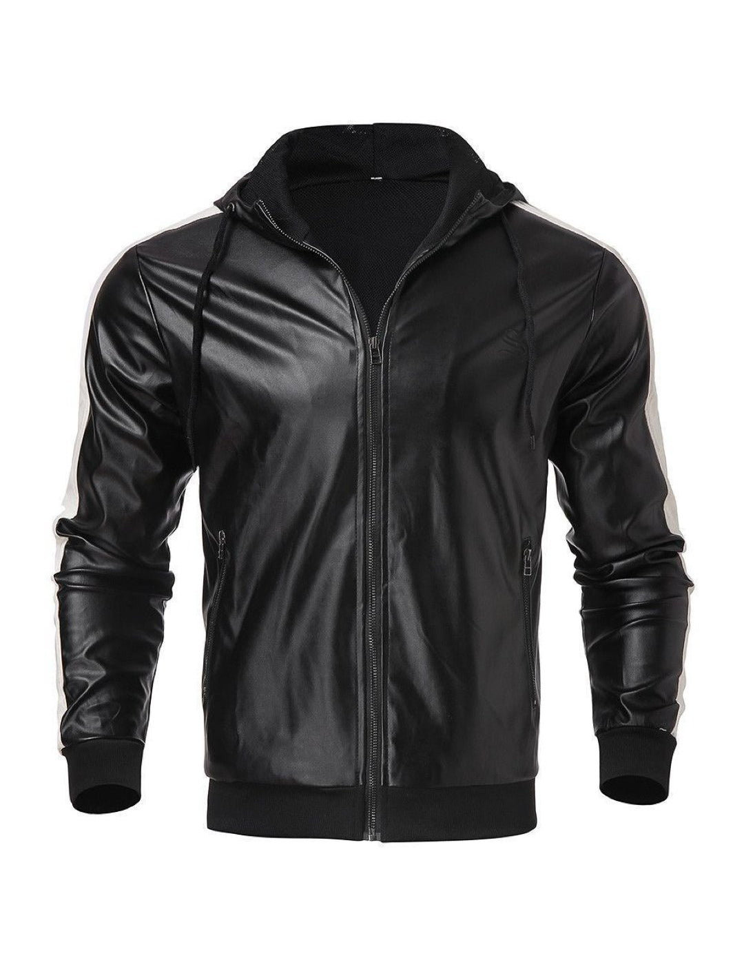 Vkuna - Pu Leather Hoodie for Men - Sarman Fashion - Wholesale Clothing Fashion Brand for Men from Canada