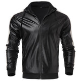 Vkuna - Pu Leather Hoodie for Men - Sarman Fashion - Wholesale Clothing Fashion Brand for Men from Canada