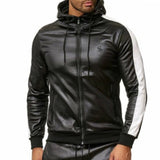 Vkuna - Pu Leather Hoodie for Men - Sarman Fashion - Wholesale Clothing Fashion Brand for Men from Canada