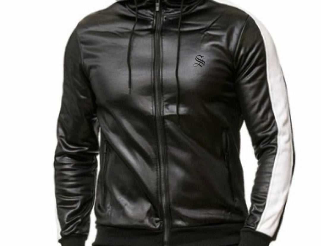 Vkuna - Pu Leather Hoodie for Men - Sarman Fashion - Wholesale Clothing Fashion Brand for Men from Canada