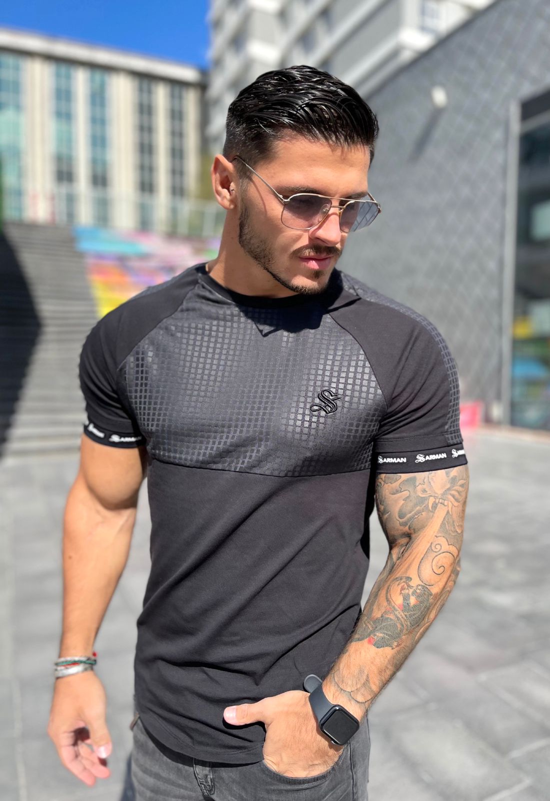 Voltabar - Black T-Shirt for Men (PRE-ORDER DISPATCH DATE 25 DECEMBER 2021) - Sarman Fashion - Wholesale Clothing Fashion Brand for Men from Canada