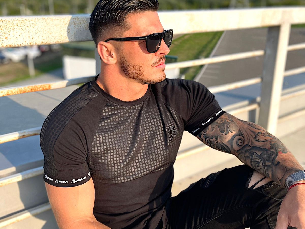 Voltabar - Black T-Shirt for Men (PRE-ORDER DISPATCH DATE 25 DECEMBER 2021) - Sarman Fashion - Wholesale Clothing Fashion Brand for Men from Canada