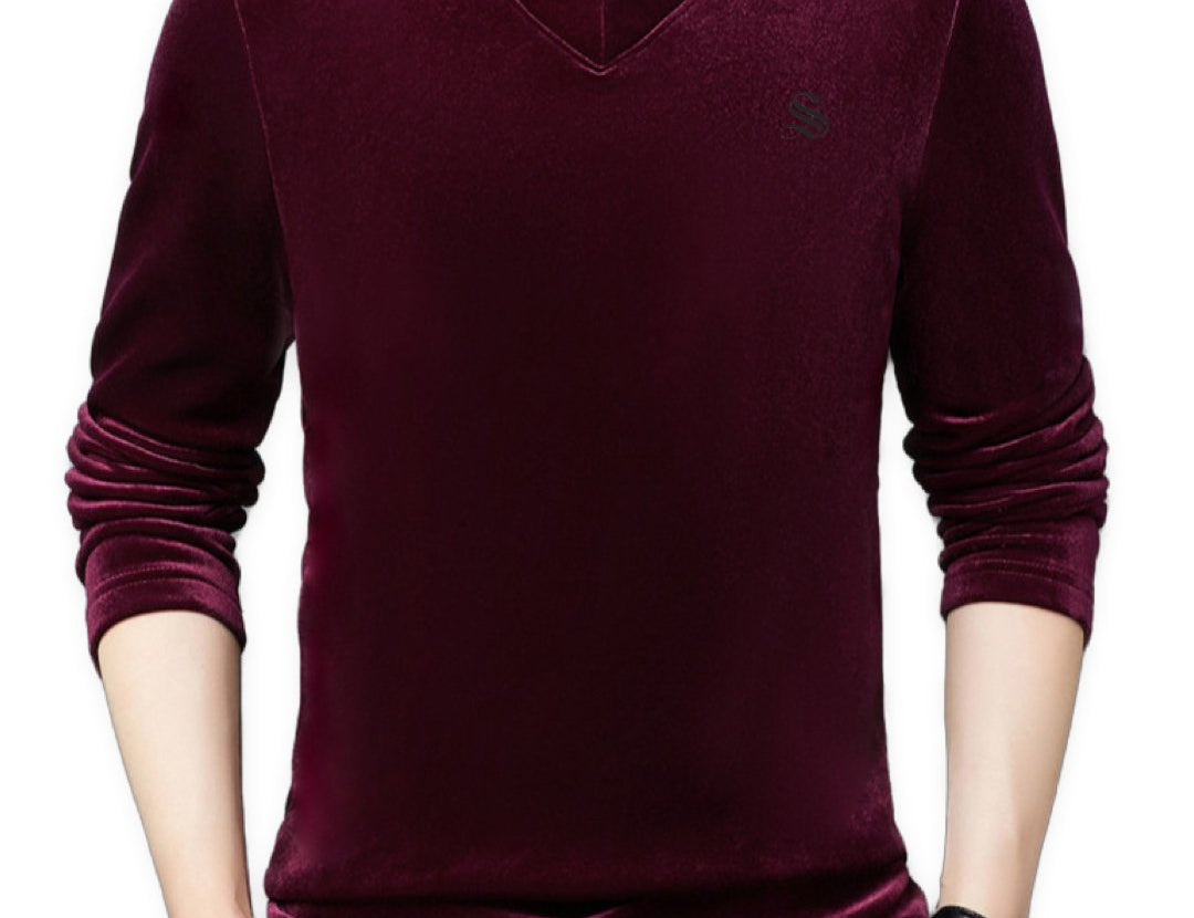 Vulat - Velvet V-Neck Long Sleeve Shirt for Men - Sarman Fashion - Wholesale Clothing Fashion Brand for Men from Canada