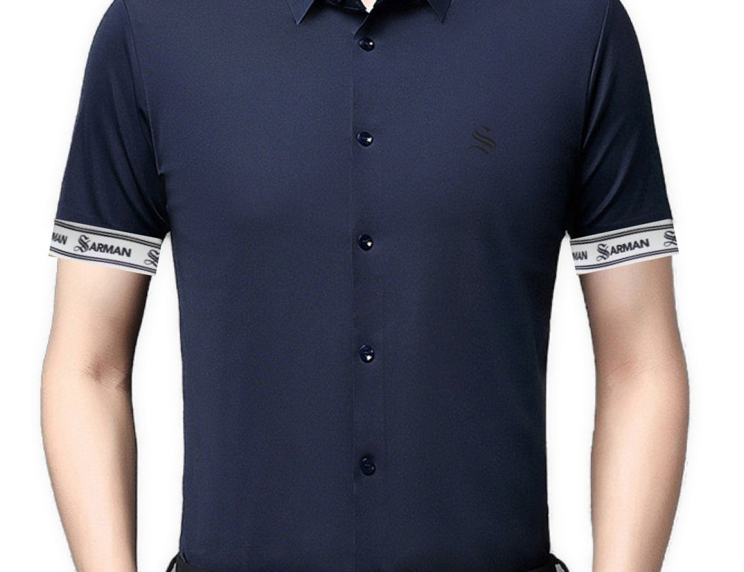 Wediva - Short Sleeves Shirt with Straps for Men - Sarman Fashion - Wholesale Clothing Fashion Brand for Men from Canada