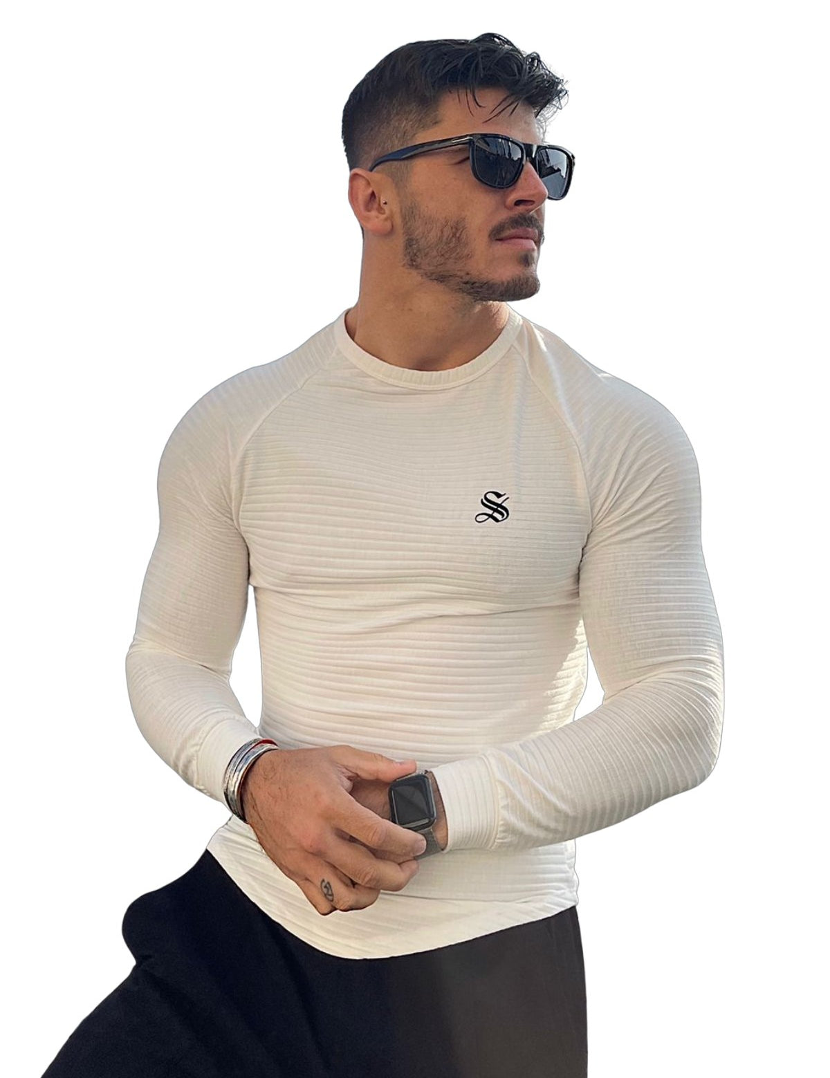 White Base - White Long Sleeve Shirt for Men - Sarman Fashion - Wholesale Clothing Fashion Brand for Men from Canada