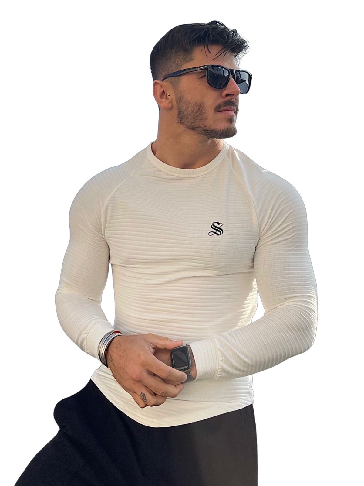 White Base - White Long Sleeve Shirt for Men - Sarman Fashion - Wholesale Clothing Fashion Brand for Men from Canada