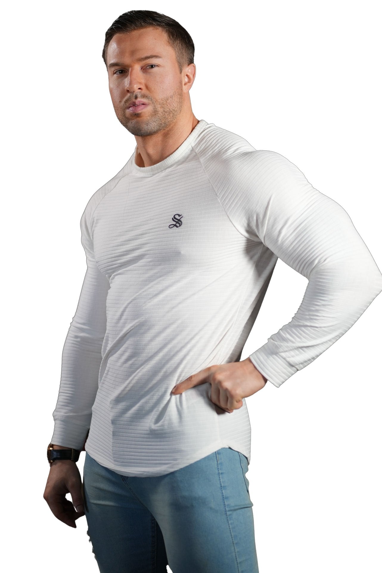 White Base - White Long Sleeve Shirt for Men - Sarman Fashion - Wholesale Clothing Fashion Brand for Men from Canada