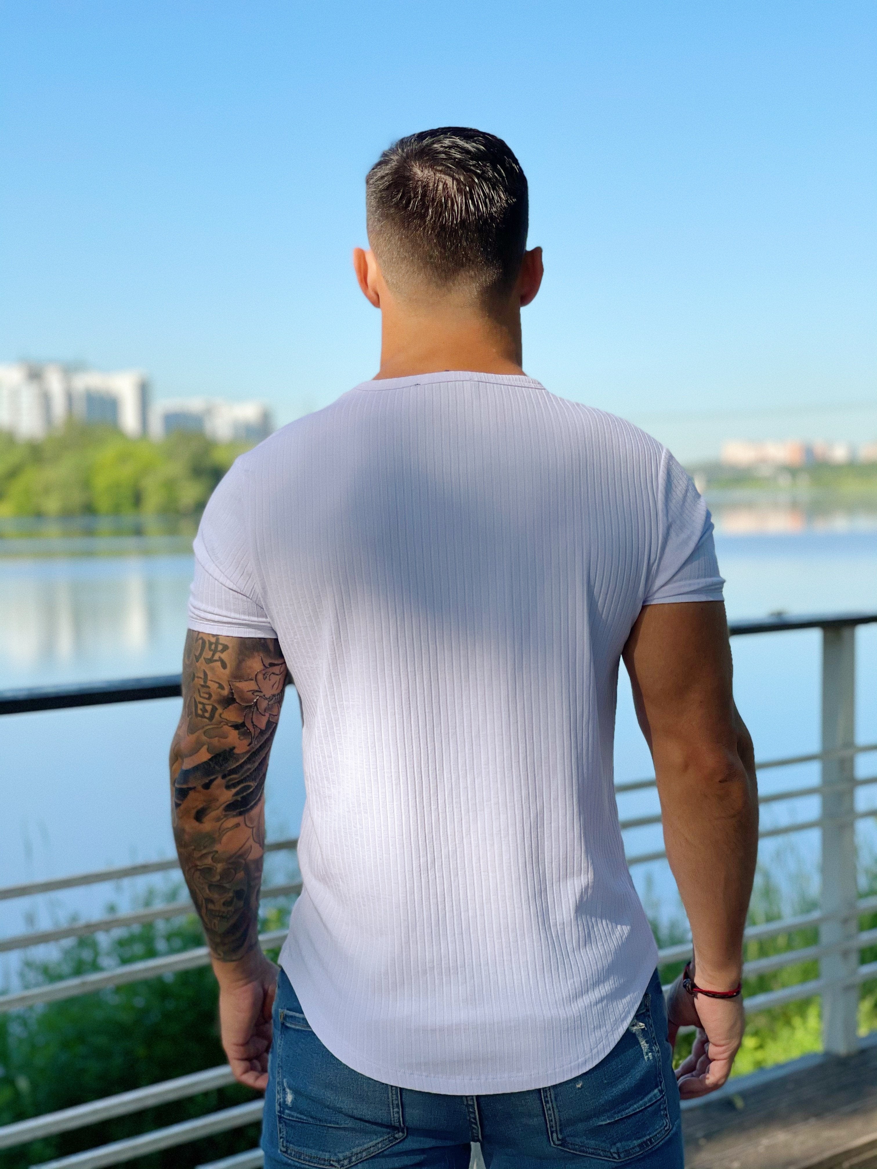 White Tiger - White T-shirt for Men - Sarman Fashion - Wholesale Clothing Fashion Brand for Men from Canada