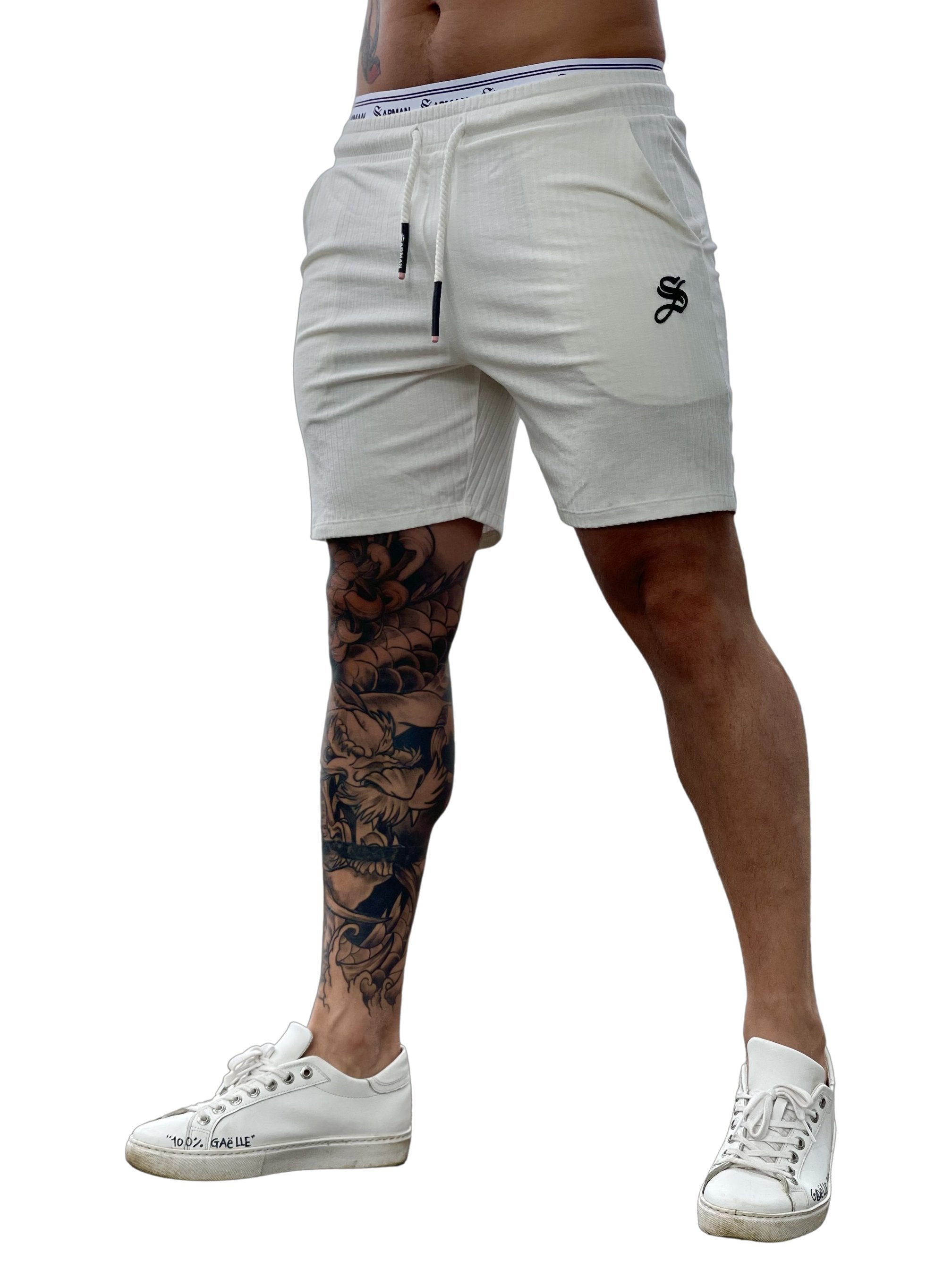 White Warrior - White Shorts for Men - Sarman Fashion - Wholesale Clothing Fashion Brand for Men from Canada