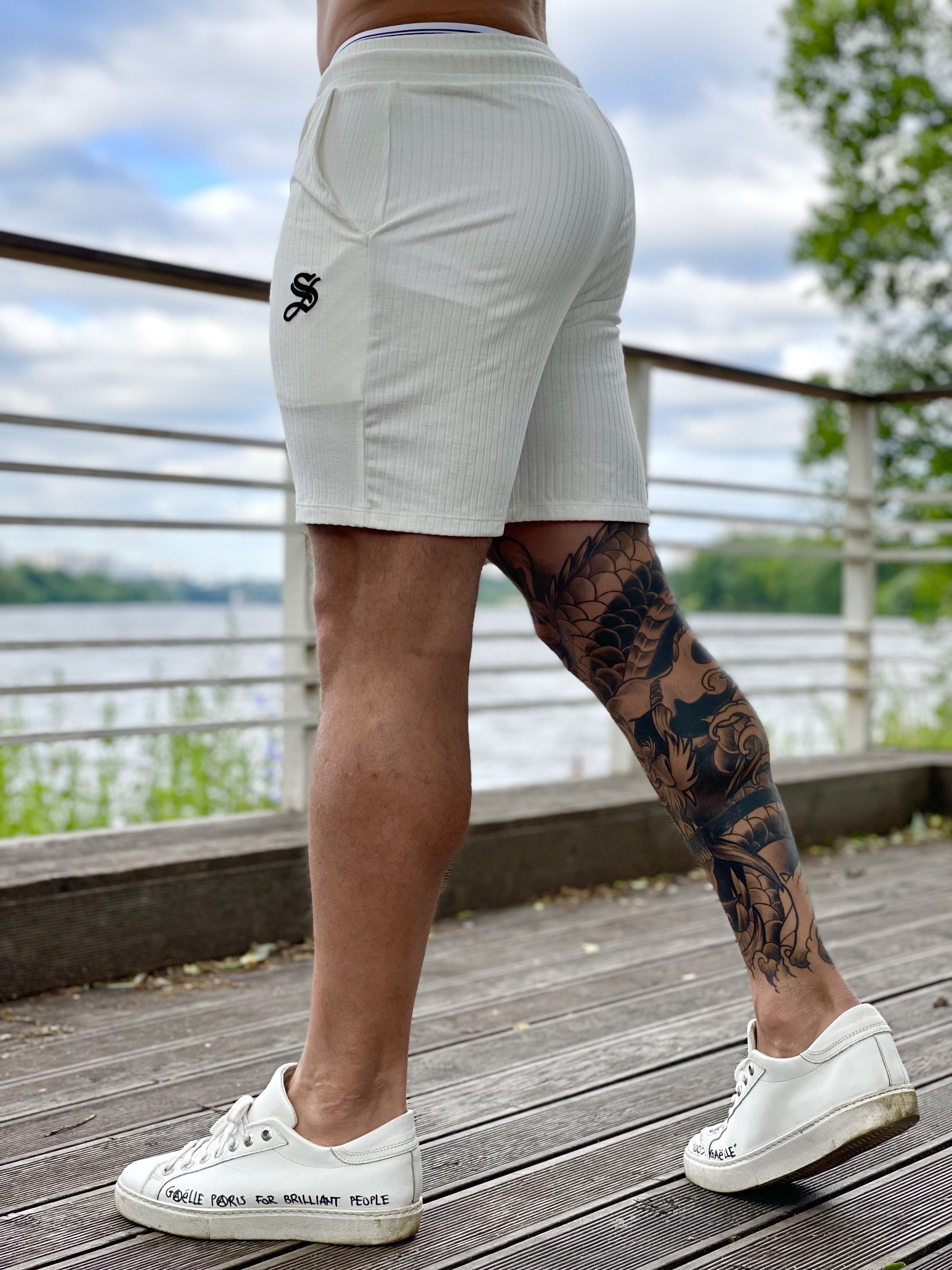 White Warrior - White Shorts for Men - Sarman Fashion - Wholesale Clothing Fashion Brand for Men from Canada