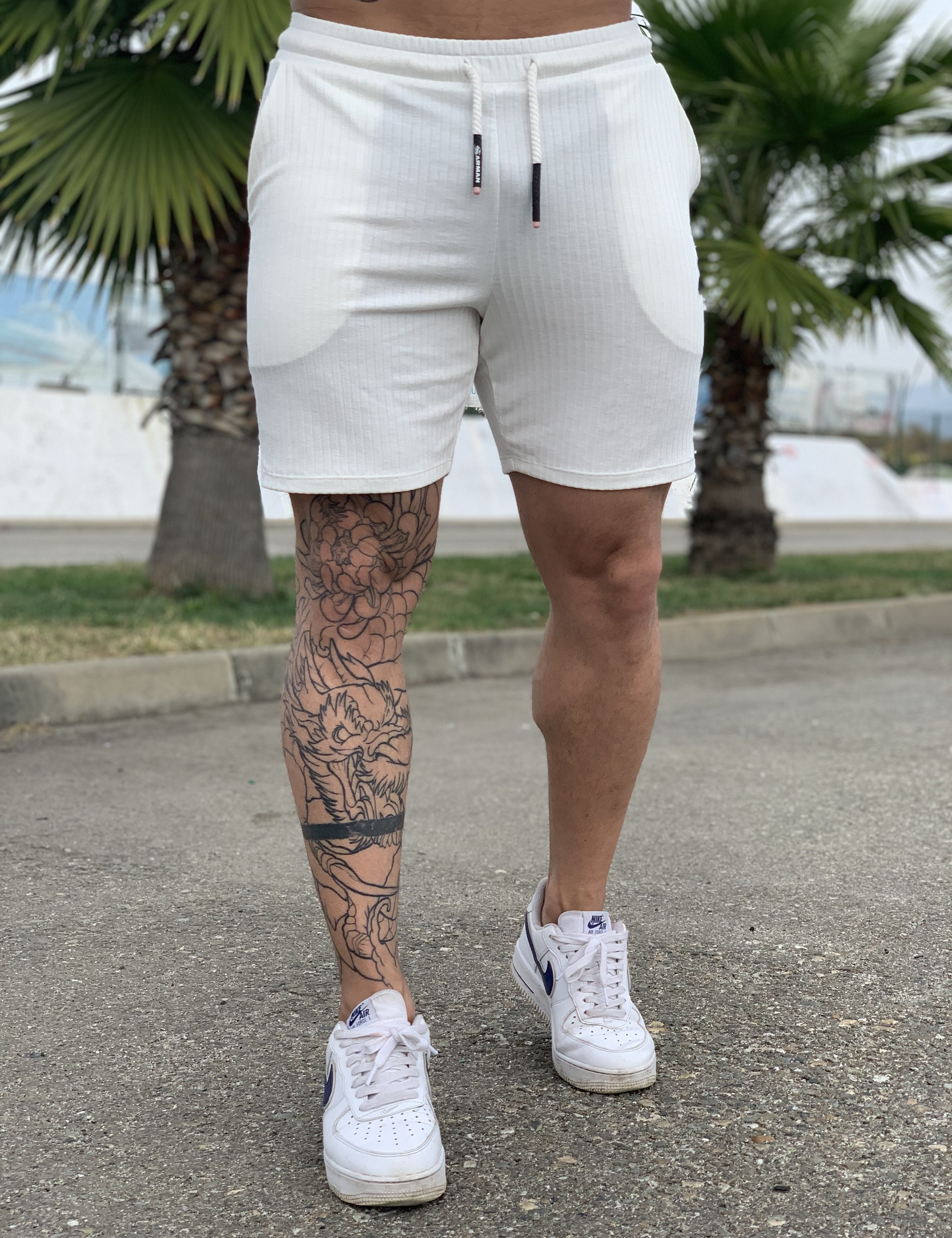 White Warrior - White Shorts for Men (PRE-ORDER DISPATCH DATE 1 JUIN 2021) - Sarman Fashion - Wholesale Clothing Fashion Brand for Men from Canada