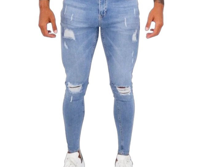 Zelei - Light Blue Skinny Jeans for Men (PRE-ORDER DISPATCH DATE 25 September 2024) - Sarman Fashion - Wholesale Clothing Fashion Brand for Men from Canada