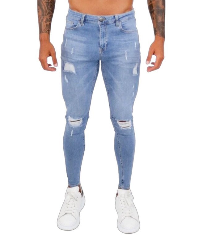 Zelei - Light Blue Skinny Jeans for Men (PRE-ORDER DISPATCH DATE 25 September 2024) - Sarman Fashion - Wholesale Clothing Fashion Brand for Men from Canada