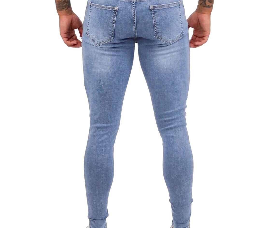 Zelei - Light Blue Skinny Jeans for Men (PRE-ORDER DISPATCH DATE 25 September 2024) - Sarman Fashion - Wholesale Clothing Fashion Brand for Men from Canada