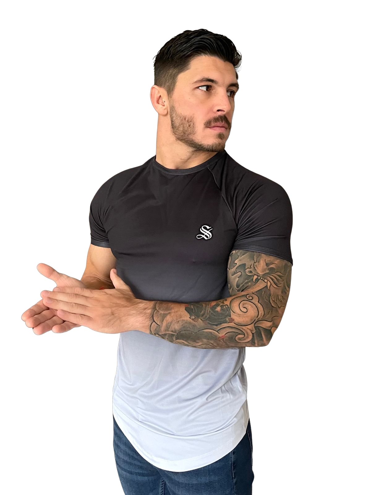 Zomik - Black/Grey T-Shirt for Men (PRE-ORDER DISPATCH DATE 1 JULY 2022) - Sarman Fashion - Wholesale Clothing Fashion Brand for Men from Canada